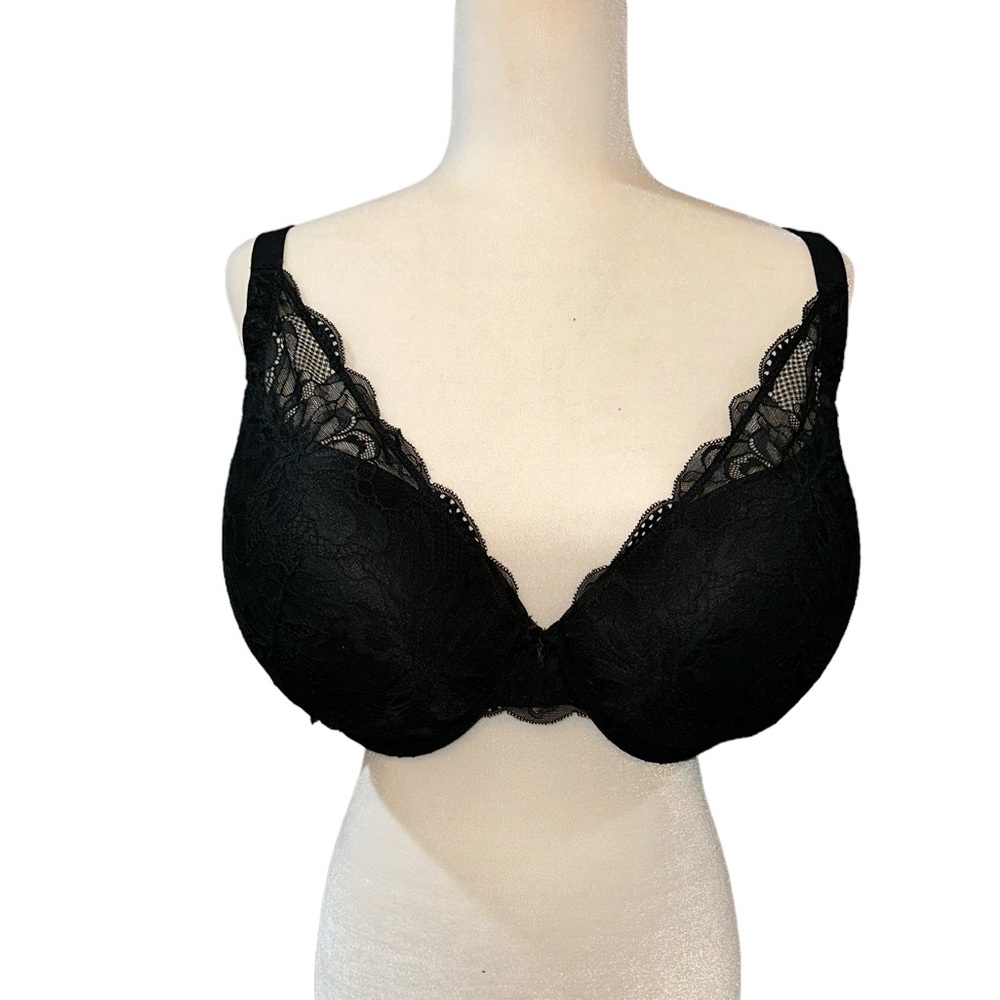 Auden Women's Plus Size Sublime black Lace Plunge Push-Up Bra 46 DD